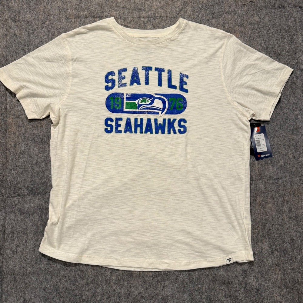 Fanatics Seattle Seahawks NFL Mens 2XL White Graphic T-Shirt NWT New with Tags